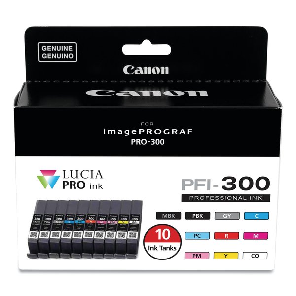 Canon Ink 4192C007 (PFI-300), Matte Black/Photo Black/Gray/Cy/Photo Cy/Red/Mag/Photo Mag/Yellow/CO, PK10 4192C007